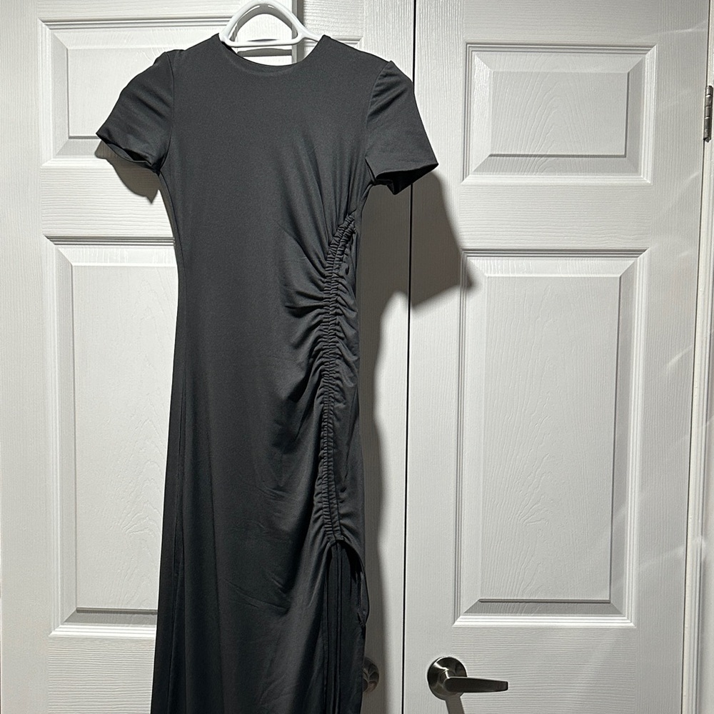 Elegant Black Contour Dress With Side Slit